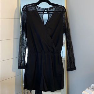 Black, lace sleeve Sugarlips Romper